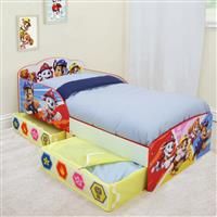 Character World Official Paw Patrol Toddler Bed Frame with 2 Fabric Underbed Storage Drawers, (approximate) 143cm (L) x 77cm (W) x 68cm (H)
