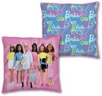 Character World Barbie Officially Licensed Square Cushion | Dolls Unboxed Design Featuring Stuffed Super Soft Pillow Reversible 2 Sided | Perfect For Any Children/'s Bedroom