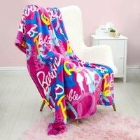 Barbie Official Licenced Fleece Blanket | Pink Logo Design | Unboxed Bedroom Design | Warm Super Soft Feel Throw Comforter | Perfect for Home, Bedroom, Travel, Sleepovers & Camping