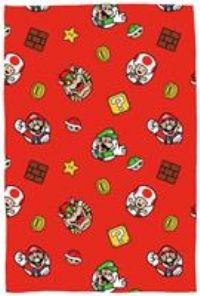 Nintendo Super Mario Blanket Kids Bowser Luigi Fleece Throw Red- 100cm x 150cm