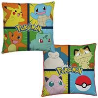 Pokémon Officially Licensed Square Cushion | Retro Design Featuring Pikachu, Squirtle, Charmander, Jigglypuff, Snorlax Stuffed Super Soft Pillow Reversible 2 Sided | Perfect For Any Children/'s Bedroom