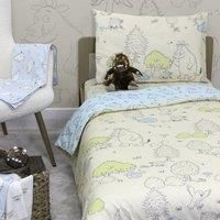 Gruffulo Official My First Cot Bed Duvet Cover Set | Character Design Reversible 2 Sided Yellow and Blue Nursery Bedding Including Matching Pillow Case | 100% Cotton