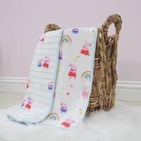 Peppa Pig My First Jersey Blanket Baby Reversible Blue White Throw 70cm x 75cm