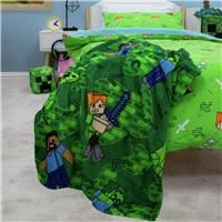 Minecraft Fleece Blanket Creepers Design Green Throw Kids Bedroom 100 x 150cm