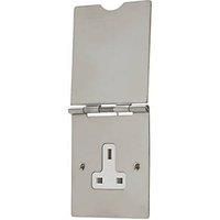 Contactum 3344BSW 13A 1-Gang Unswitched Floor Socket Brushed Steel with White Inserts (119RP)