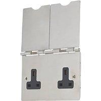 Contactum 3377BSB 13A 2-Gang Unswitched Floor Socket Brushed Steel with Black Inserts (786RP)