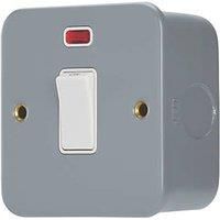 Contactum 20A 1-Gang DP Metal Clad Control Switch with Neon with White Inserts (342RP)