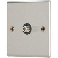 Contactum iConic 1-Gang F-Type Satellite Socket Brushed Steel with Black Inserts (259RP)