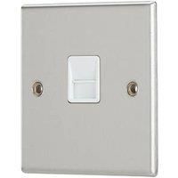 Contactum iConic 1-Gang Master Telephone Socket Brushed Steel with White Inserts (250RP)