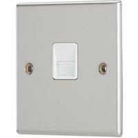 Contactum iConic 1-Gang Slave Telephone Socket Brushed Steel with White Inserts (406RK)
