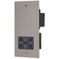 Contactum Iconic 2-Gang Dual Voltage Shaver Socket 115 - 230V Brushed Steel with Black Inserts (882RP)