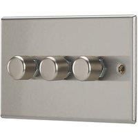 Contactum iConic 3-Gang 2-Way LED Dimmer Switch Brushed Steel (829RR)