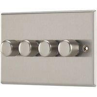 Contactum iConic 4-Gang 2-Way LED Dimmer Switch Brushed Steel (182RR)