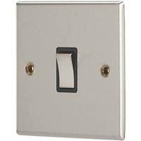 Contactum iConic 10AX 1-Gang Inter. Switch Brushed Steel with Black Inserts (164RP)