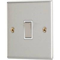 Contactum iConic 10AX 1-Gang 2-Way Light Switch Brushed Steel with White Inserts (630RP)