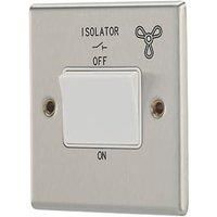 Contactum iConic 10AX 1-Gang 3-Pole Fan Isolator Switch Brushed Steel with White Inserts (475RP)