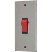 Contactum iConic 45A 1-Gang DP Control Switch Brushed Steel with Black Inserts (736RR)