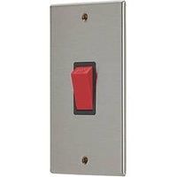Contactum iConic 45A 1-Gang DP Control Switch Brushed Steel with Black Inserts (736RR)
