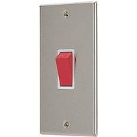 Contactum iConic 45A 1-Gang DP Control Switch Brushed Steel with White Inserts (296RR)