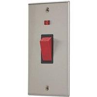 Contactum iConic 45A 1-Gang DP Control Switch Brushed Steel with Neon with Black Inserts (898RP)