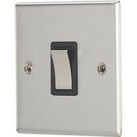 Contactum iConic 20A 1-Gang DP Control Switch Brushed Steel with Black Inserts (989RR)