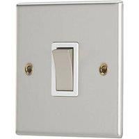 Contactum iConic 20A 1-Gang DP Control Switch Brushed Steel with White Inserts (395RR)