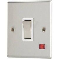 Contactum iConic 20A 1-Gang DP Control Switch Brushed Steel with Neon with White Inserts (505RR)