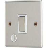 Contactum iConic 20A 1-Gang DP Control Switch & Flex Outlet Brushed Steel with White Inserts (445RP)