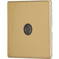 Contactum Lyric 1-Gang Female Coaxial TV Socket Brushed Brass with Black Inserts (386RP)