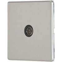 Contactum Lyric 1-Gang Female Coaxial TV Socket Brushed Steel with Black Inserts (731RR)