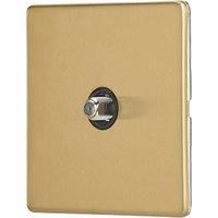 Contactum Lyric 1-Gang F-Type Satellite Socket Brushed Brass with Black Inserts (725RP)