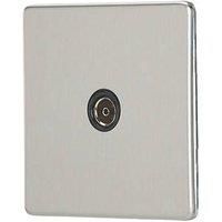 Contactum Lyric 1-Gang Isolated Female Coaxial TV Socket Brushed Steel with Black Inserts (613RP)