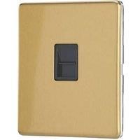 Contactum Lyric 1-Gang Master Telephone Socket Brushed Brass with Black Inserts (656RP)