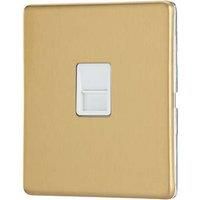 Contactum Lyric 1-Gang Master Telephone Socket Brushed Brass with White Inserts (745RP)