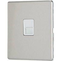 Contactum Lyric 1-Gang Master Telephone Socket Brushed Steel with White Inserts (757RP)