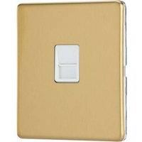 Contactum Lyric 1-Gang Slave Telephone Socket Brushed Brass with White Inserts (660RP)