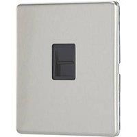 Contactum Lyric 1-Gang Slave Telephone Socket Brushed Steel with Black Inserts (258RP)