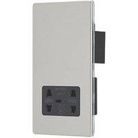 Contactum Lyric 2-Gang Dual Voltage Shaver Socket 115 - 230V Brushed Steel with Black Inserts (393RP)