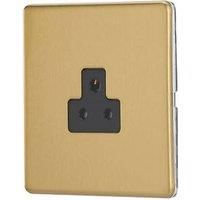 Contactum Lyric 2A 1-Gang Unswitched Round Pin Socket Brushed Brass with Black Inserts (261RK)