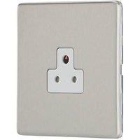 Contactum Lyric 2A 1-Gang Unswitched Round Pin Socket Brushed Steel with White Inserts (567RP)