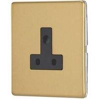 Contactum Lyric 5A 1-Gang Unswitched Round Pin Socket Brushed Brass with Black Inserts (580RR)