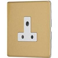 Contactum Lyric 5A 1-Gang Unswitched Round Pin Socket Brushed Brass with White Inserts (904RK)