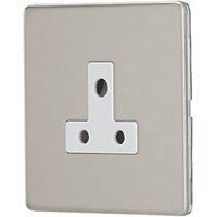 Contactum Lyric 5A 1-Gang Unswitched Round Pin Socket Brushed Steel with White Inserts (552RP)
