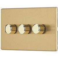 Contactum Lyric 3-Gang 2-Way LED Dimmer Switch Brushed Brass (298RP)