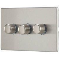 Contactum Lyric 3-Gang 2-Way LED Dimmer Switch Brushed Steel (912RP)