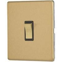 Contactum Lyric 10AX 1-Gang Inter. Switch Brushed Brass with Black Inserts (890RP)