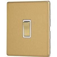 Contactum Lyric 10AX 1-Gang Inter. Switch Brushed Brass with White Inserts (426RP)
