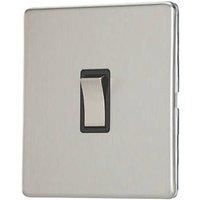 Contactum Lyric 10AX 1-Gang Inter. Switch Brushed Steel with Black Inserts (579RP)