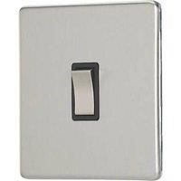 Contactum Lyric 10AX 1-Gang 2-Way Light Switch Brushed Steel with Black Inserts (565RP)