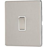 Contactum Lyric 10AX 1-Gang 2-Way Light Switch Brushed Steel with White Inserts (143RK)